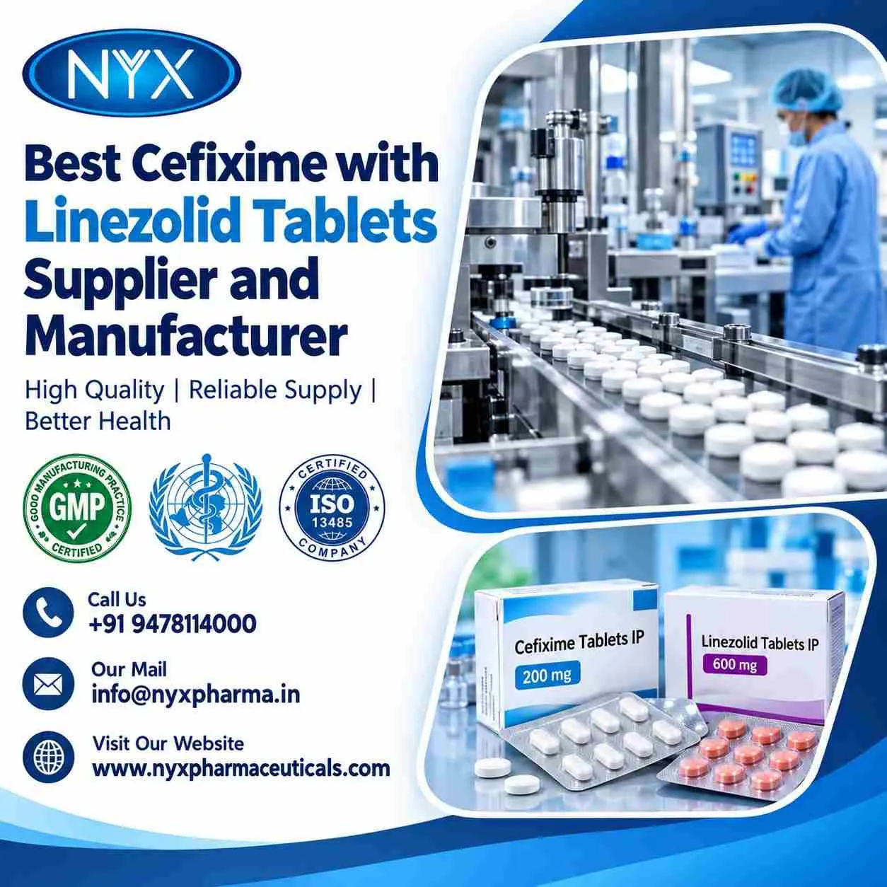 Best Cefixime with Linezolid Tablets Supplier and Manufacturer
